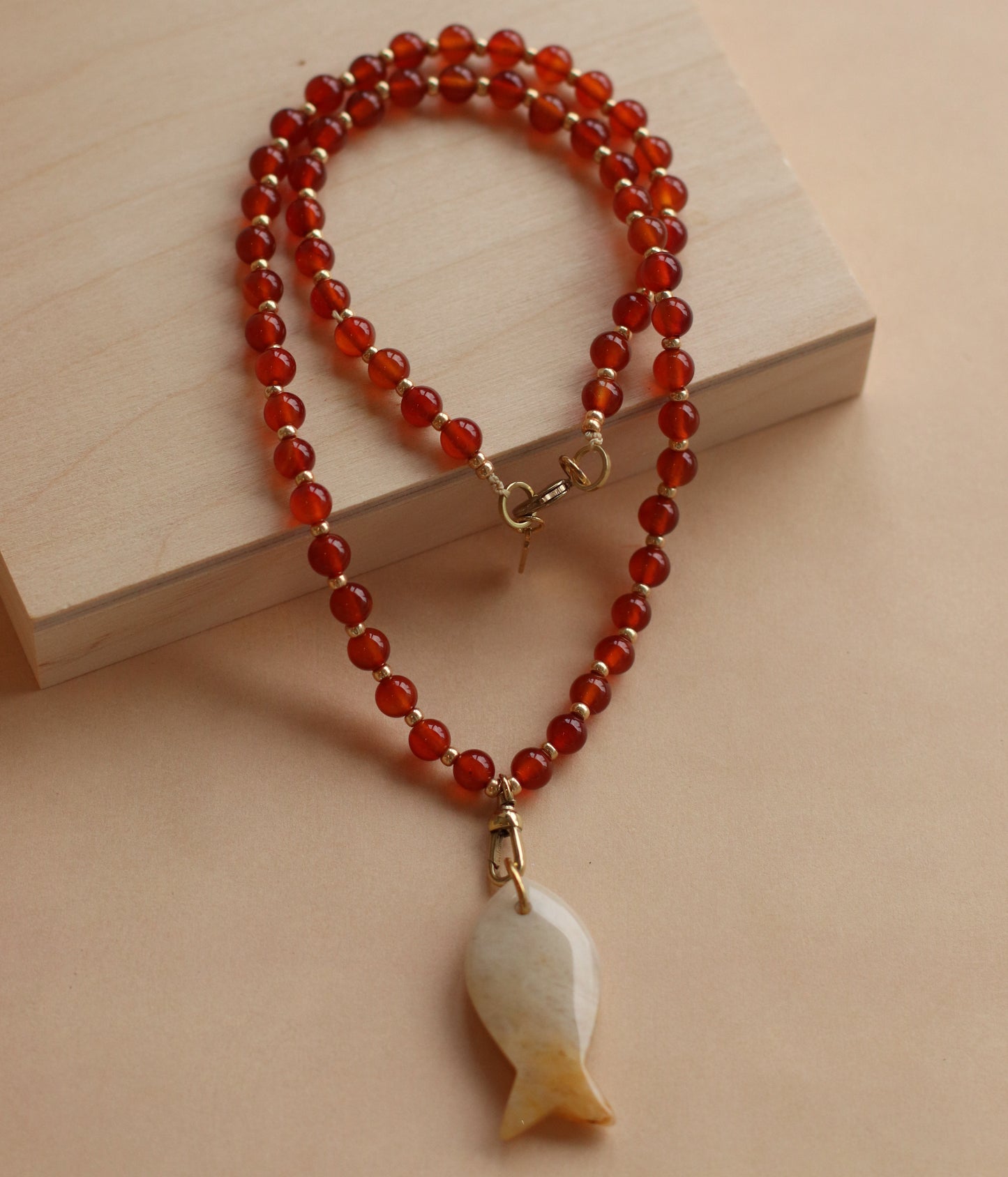 Cire' Alexandria  | Genuine Carnelian Stone with Yellow Agate Fish Pendant