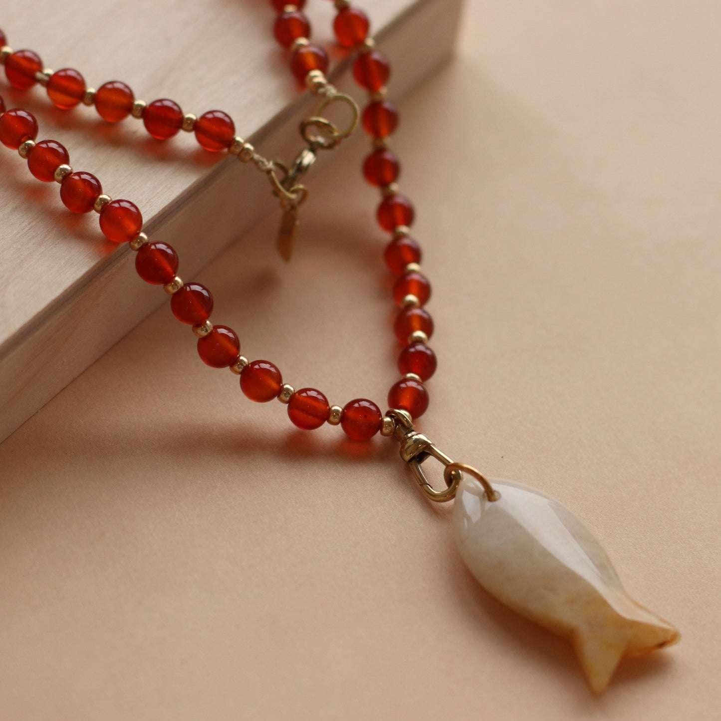 Cire' Alexandria  | Genuine Carnelian Stone with Yellow Agate Fish Pendant