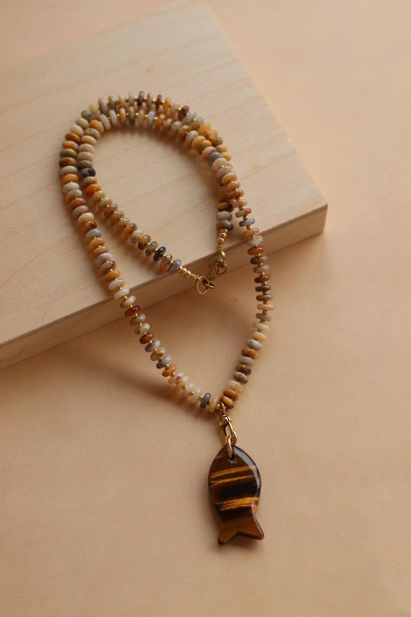 Cire' Alexandria  | Genuine Jasper Necklace with Tigereye Fish Pendant