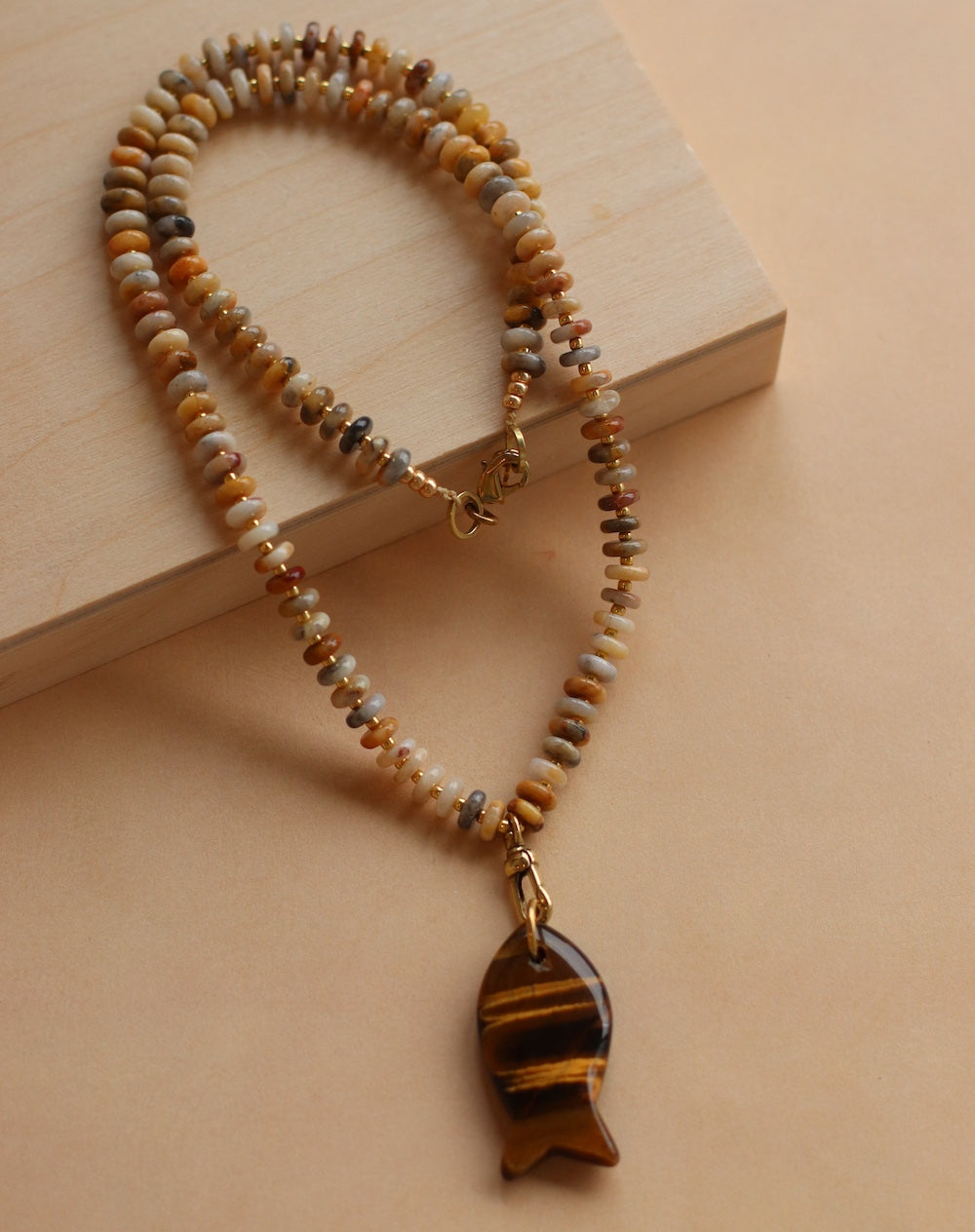 Cire' Alexandria  | Genuine Jasper Necklace with Tigereye Fish Pendant
