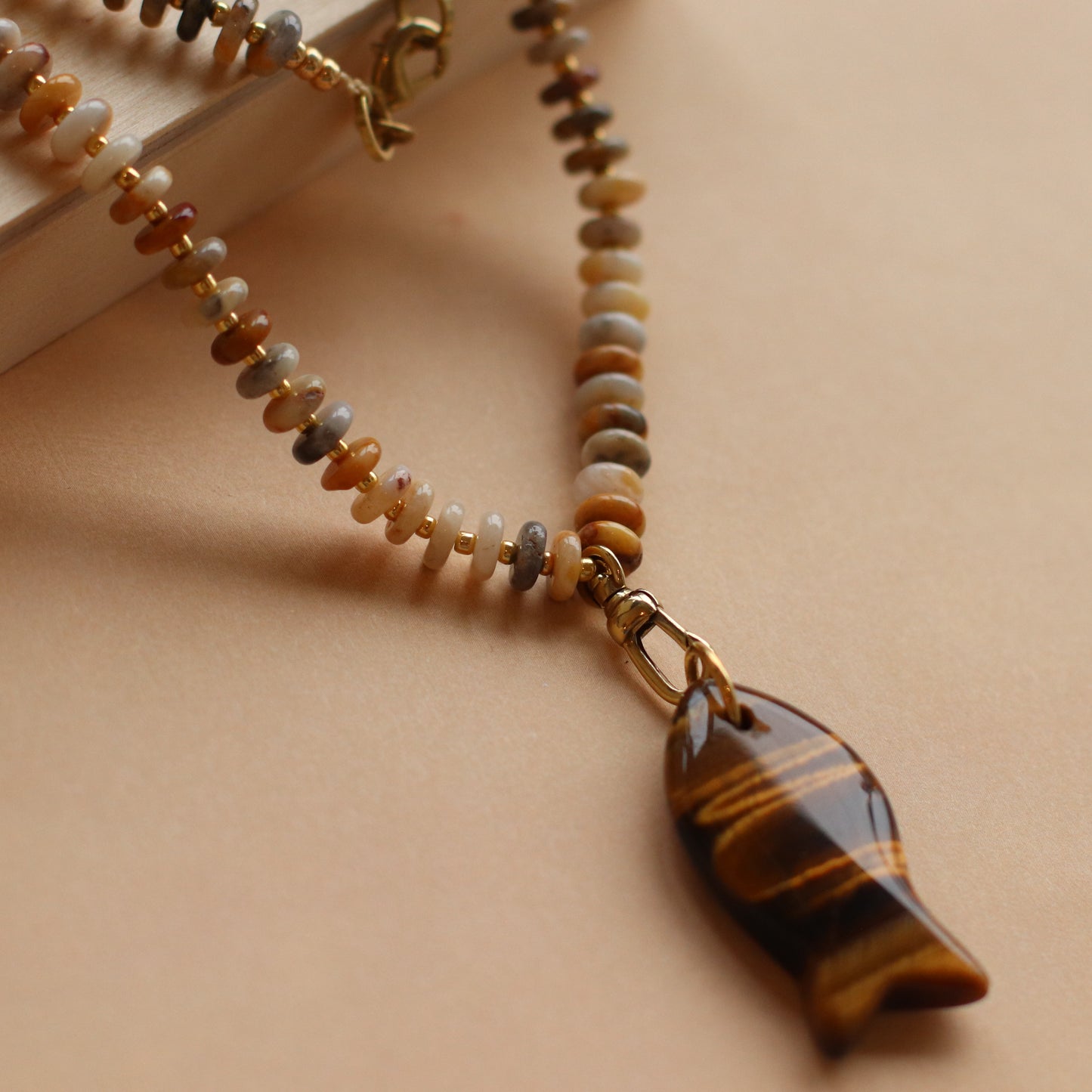 Cire' Alexandria  | Genuine Jasper Necklace with Tigereye Fish Pendant