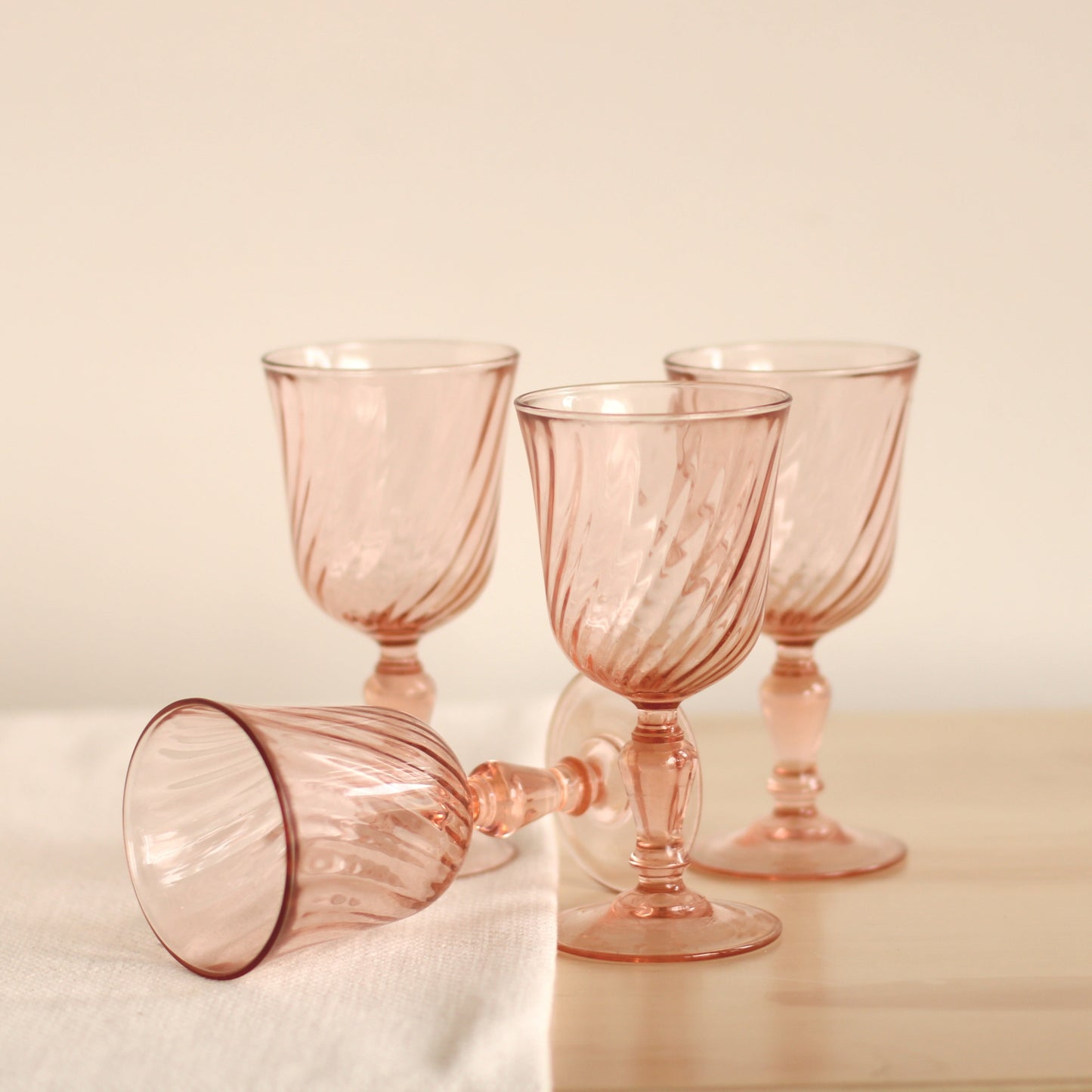 Tall peach wine glasses, set of 4