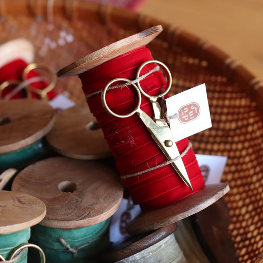 Holiday  | Velvet Ribbon with Scissor Spool, Red