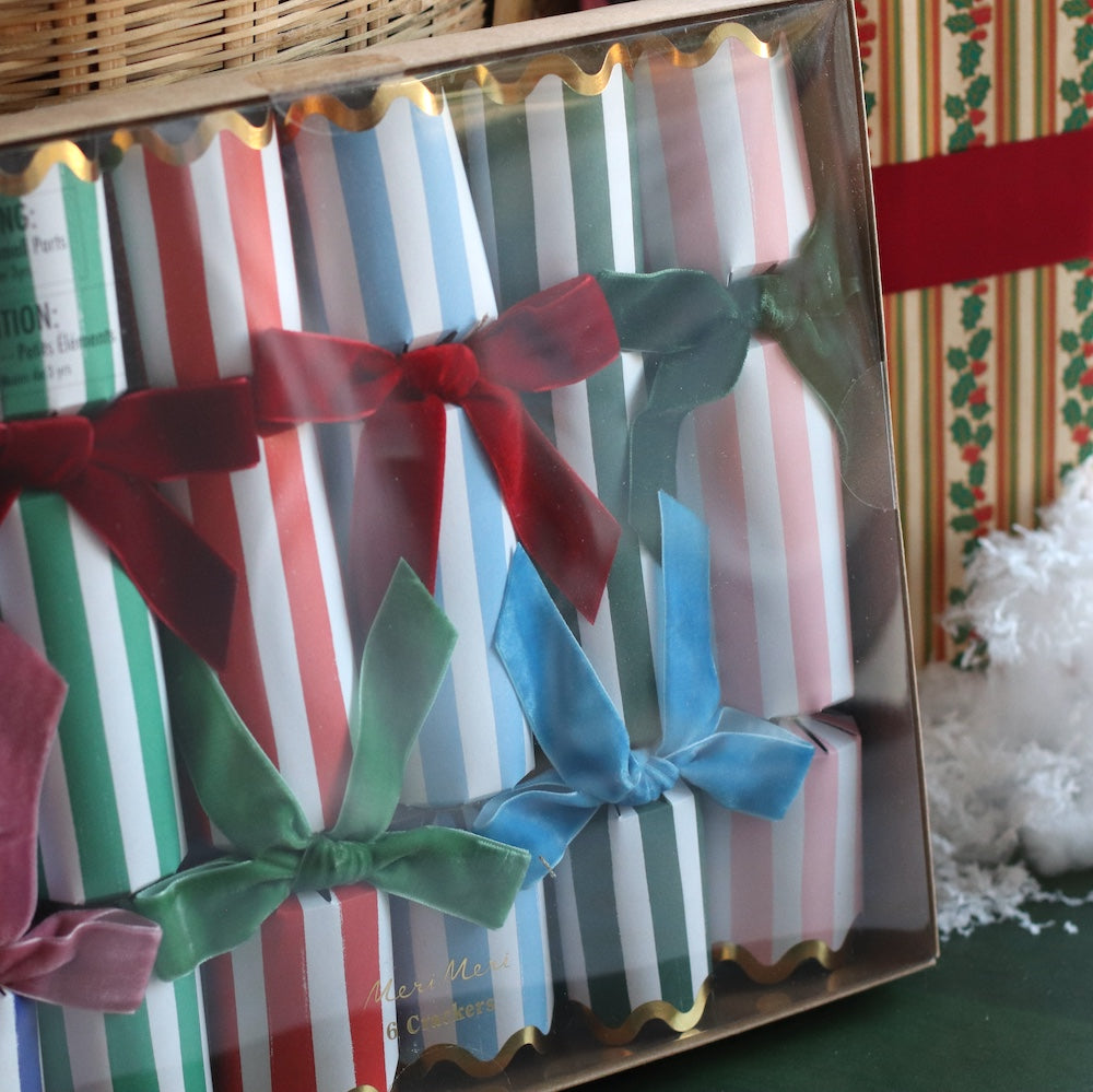 Meri Meri | Stripe Velvet Christmas Crackers