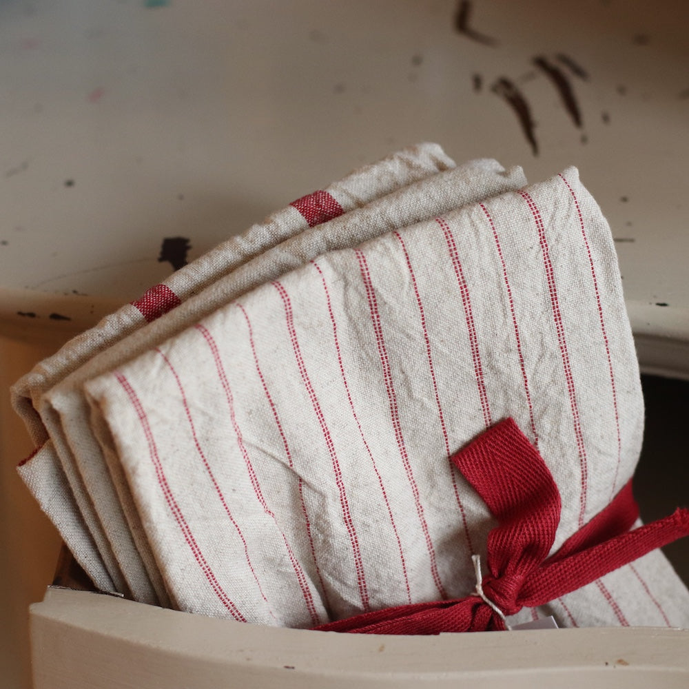 Cotton Towel  | Farmhouse Red Stripe, Set of 3
