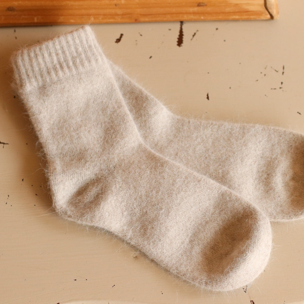 Angora Fuzzy Wool Blend Socks, Choose you color