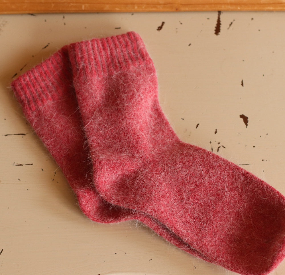 Angora Fuzzy Wool Blend Socks, Choose you color