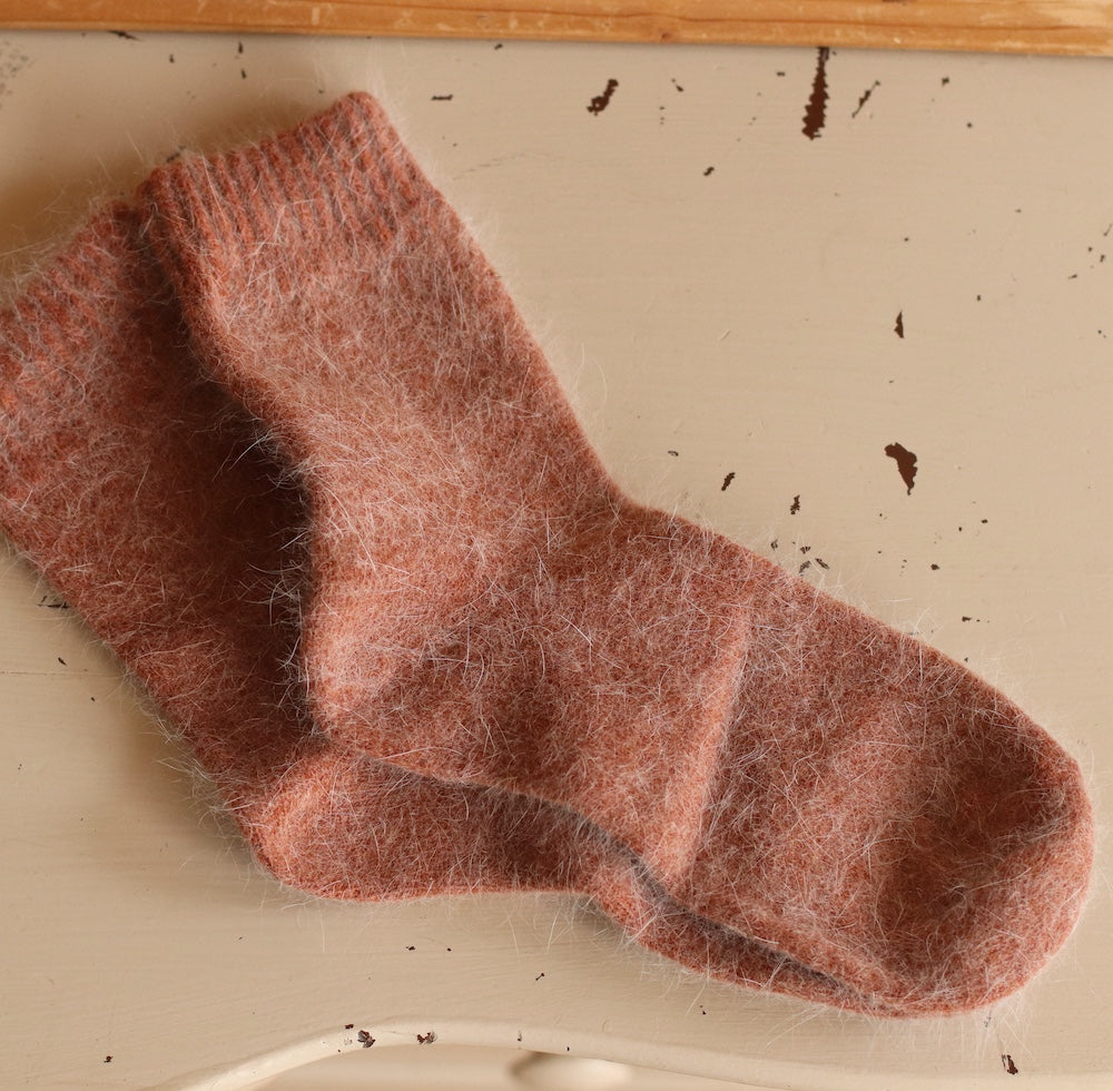 Angora Fuzzy Wool Blend Socks, Choose you color