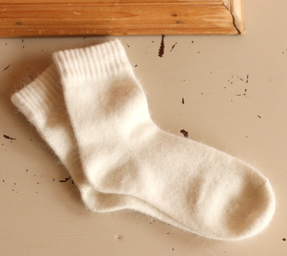Angora Fuzzy Wool Blend Socks, Choose you color