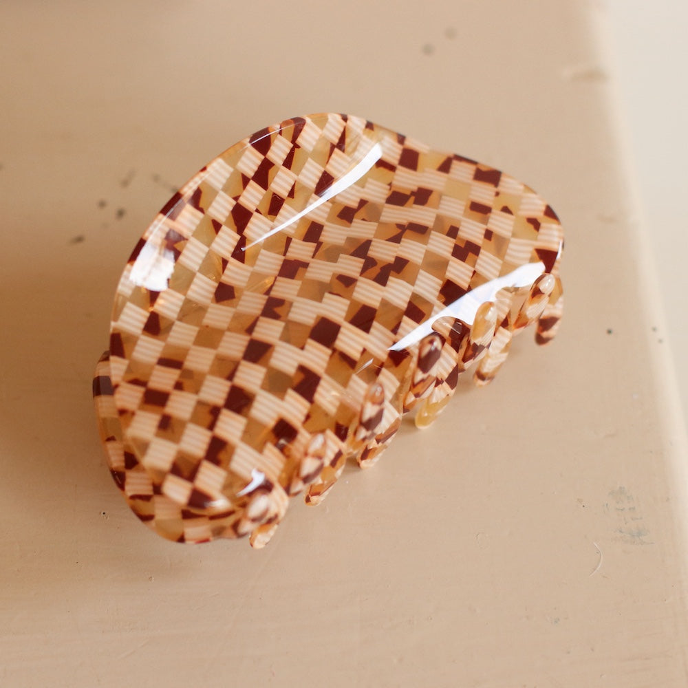 Dune Clips | Acetate Brown Checkered Clip