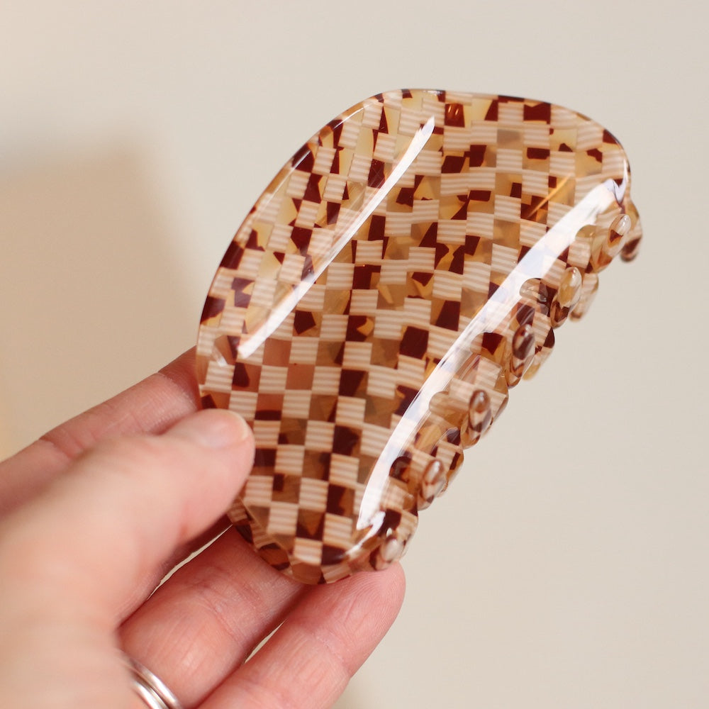 Dune Clips | Acetate Brown Checkered Clip
