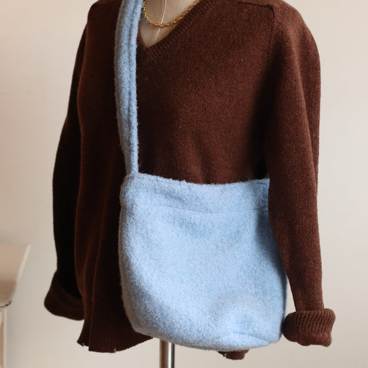 Felted Bucket Bag, Blue
