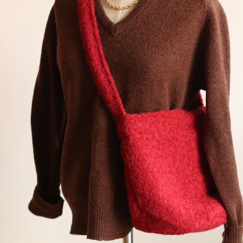 Felted Bucket Bag, Red