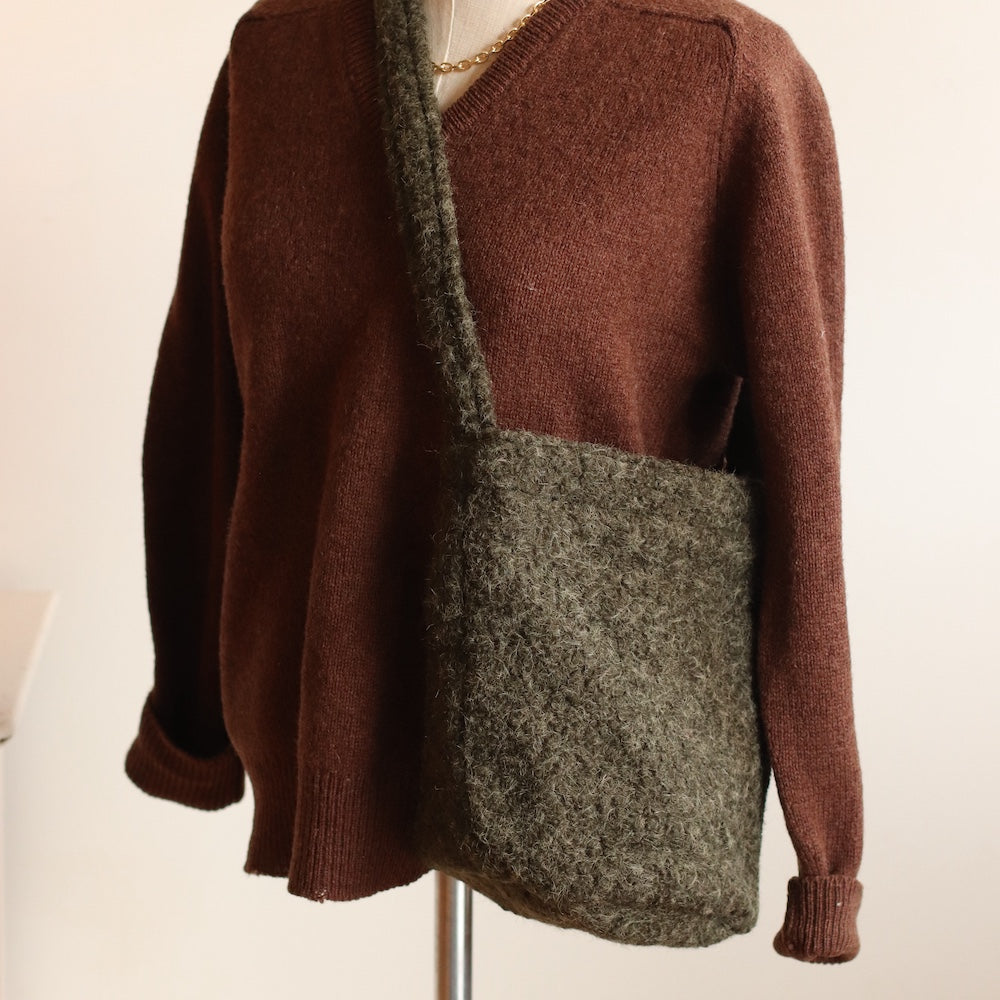Felted Bucket Bag, Green