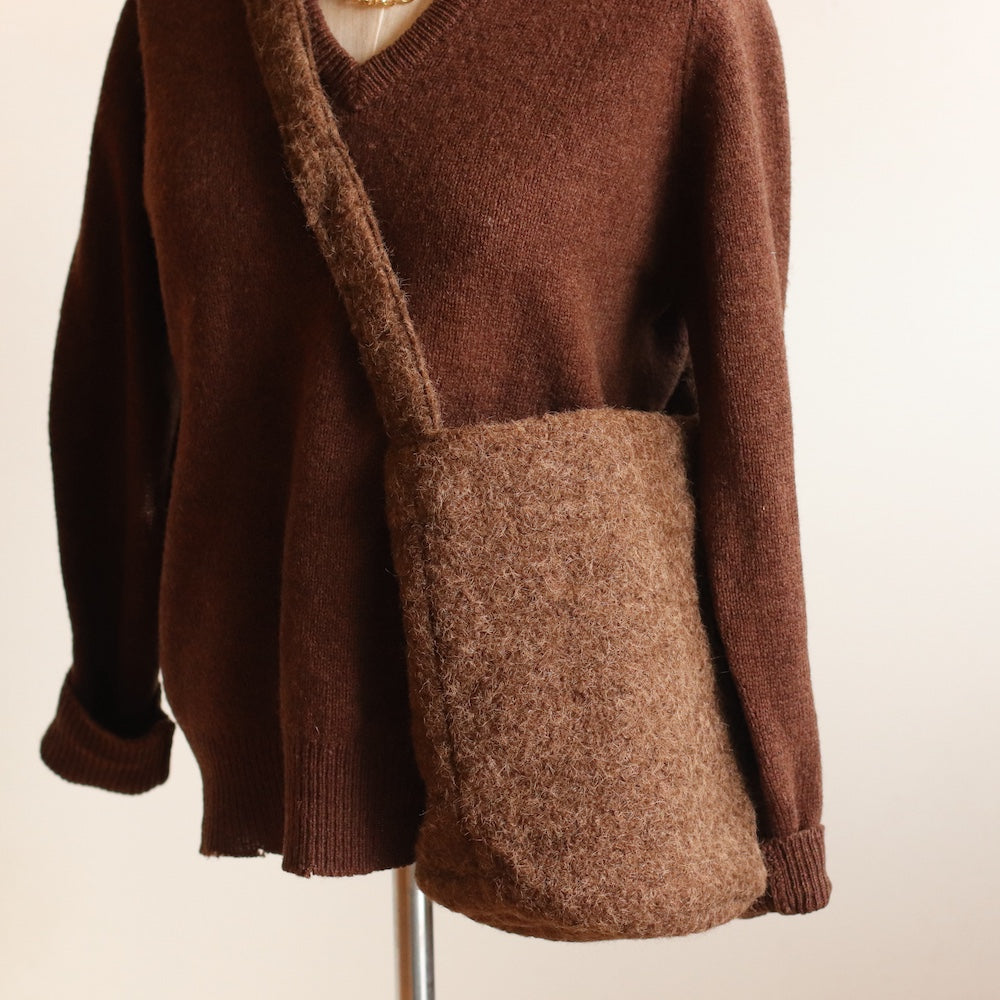 Felted Bucket Bag, Brown