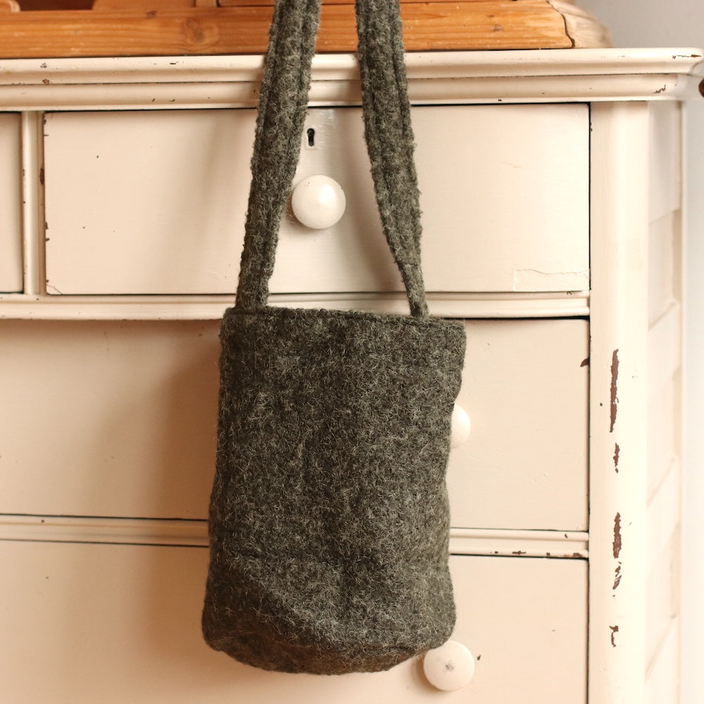 Felted Bucket Bag, Green