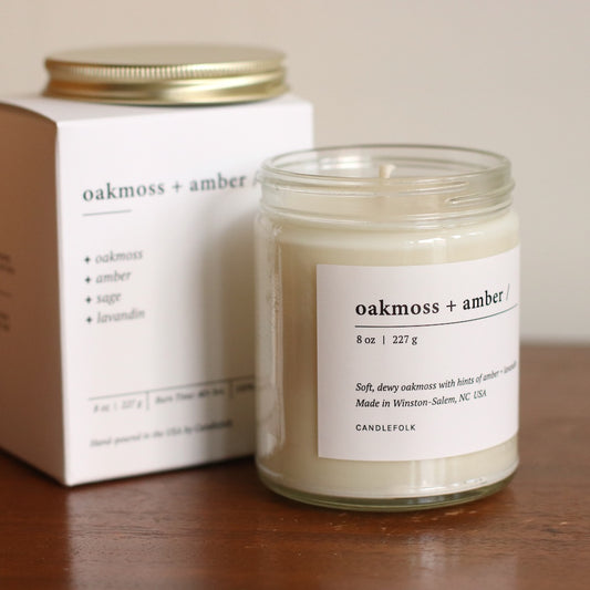 Candlefolk 8 oz Soy Candle  | Oakmoss & Amber
