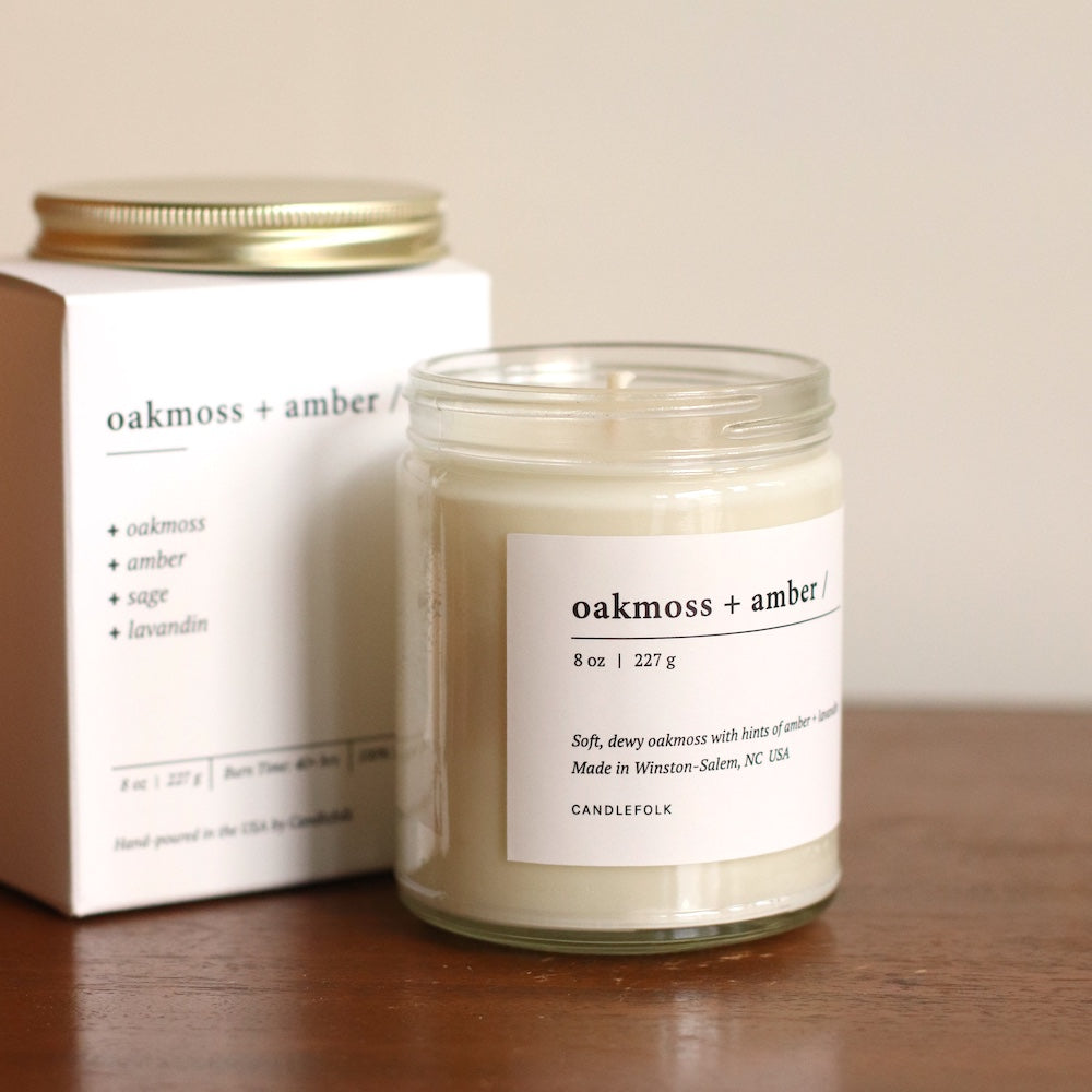Candlefolk 8 oz Soy Candle  | Oakmoss & Amber