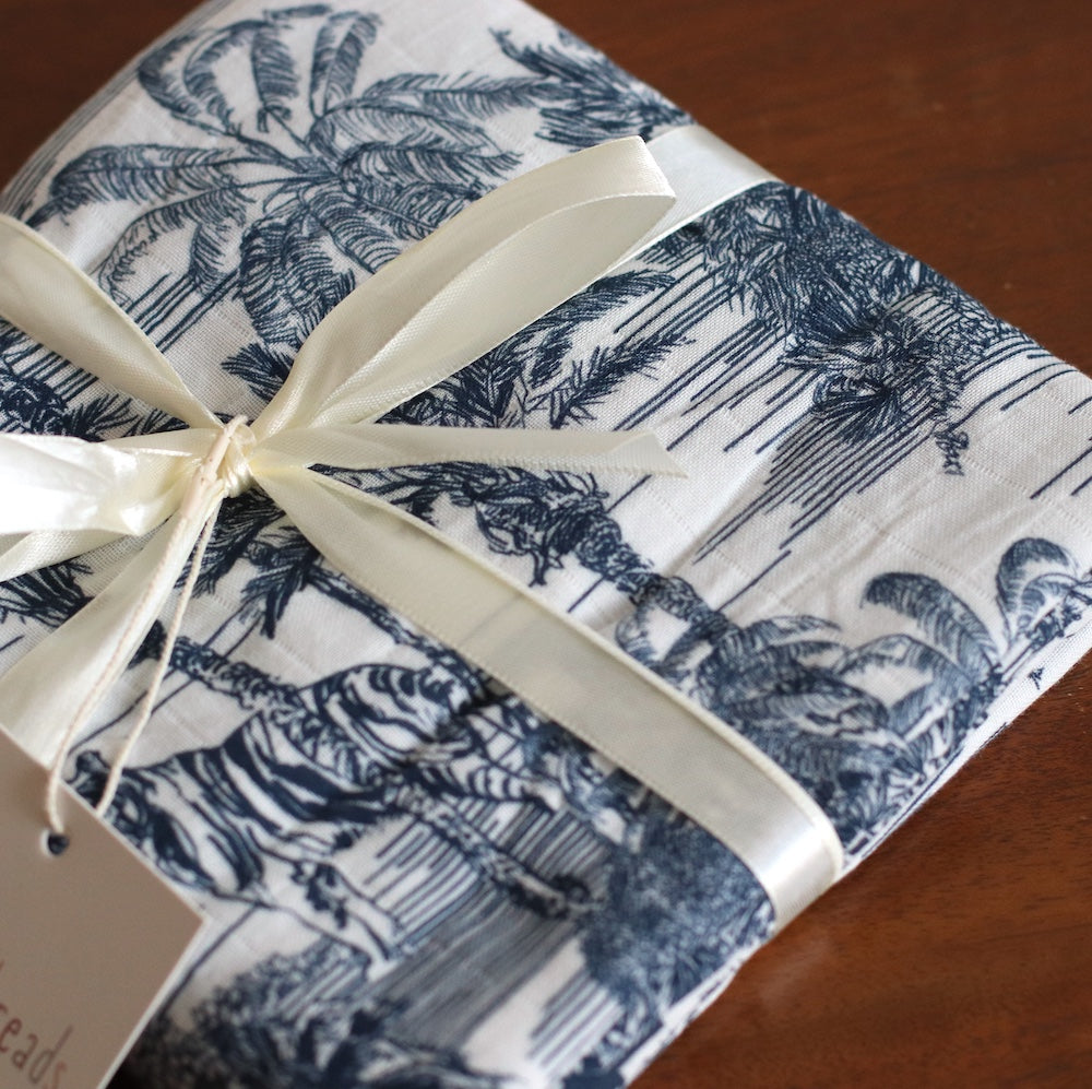 Little Threads | Blue Jungle Toile Muslim Blanket
