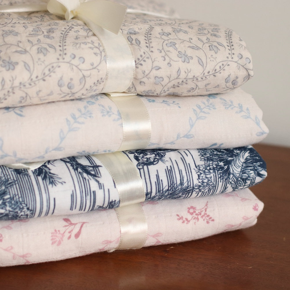 Little Threads | Blue Lattice 100% Cotton Swaddle Blanket