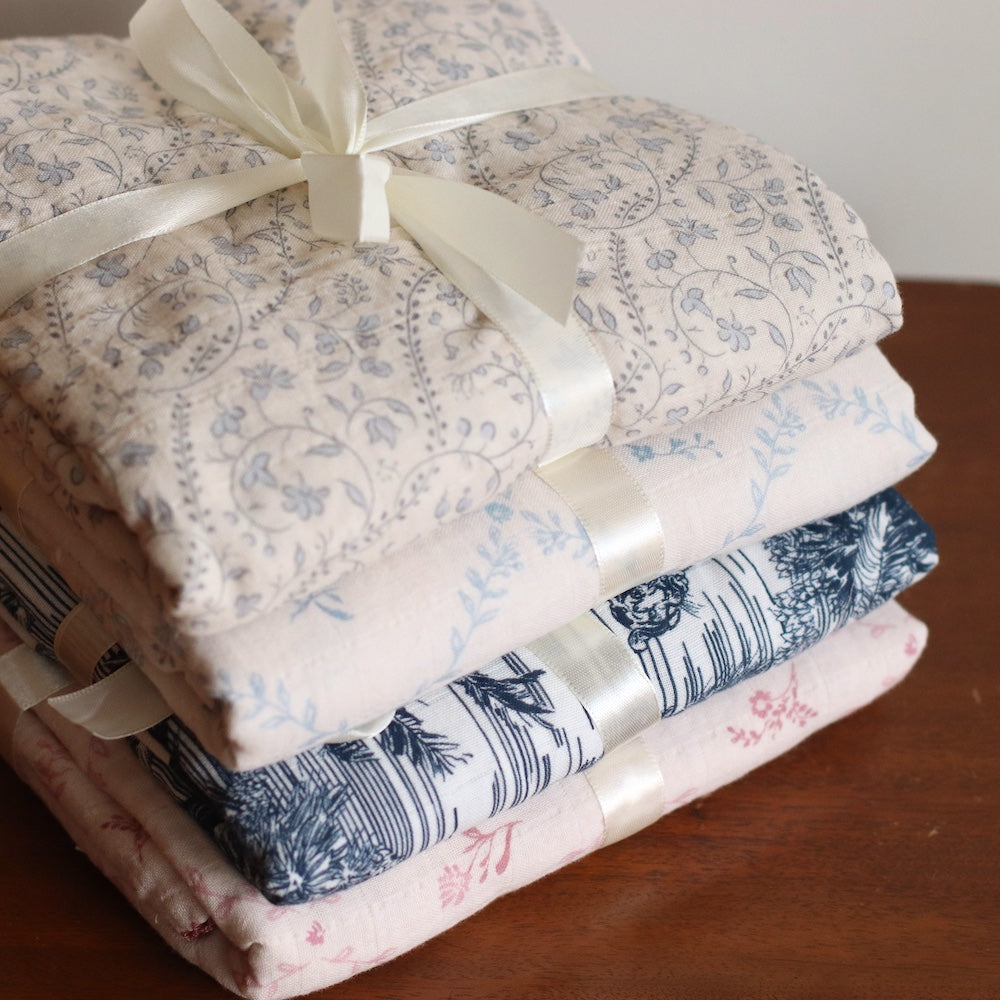 Little Threads | Bluebell Heirloom Vine 100% Cotton Swaddle Blanket