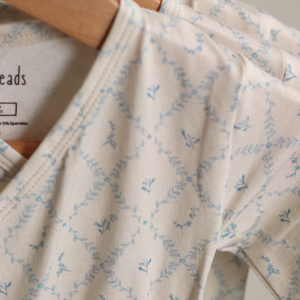 Little Threads | Blue Lattice Bamboo Wrap Footie