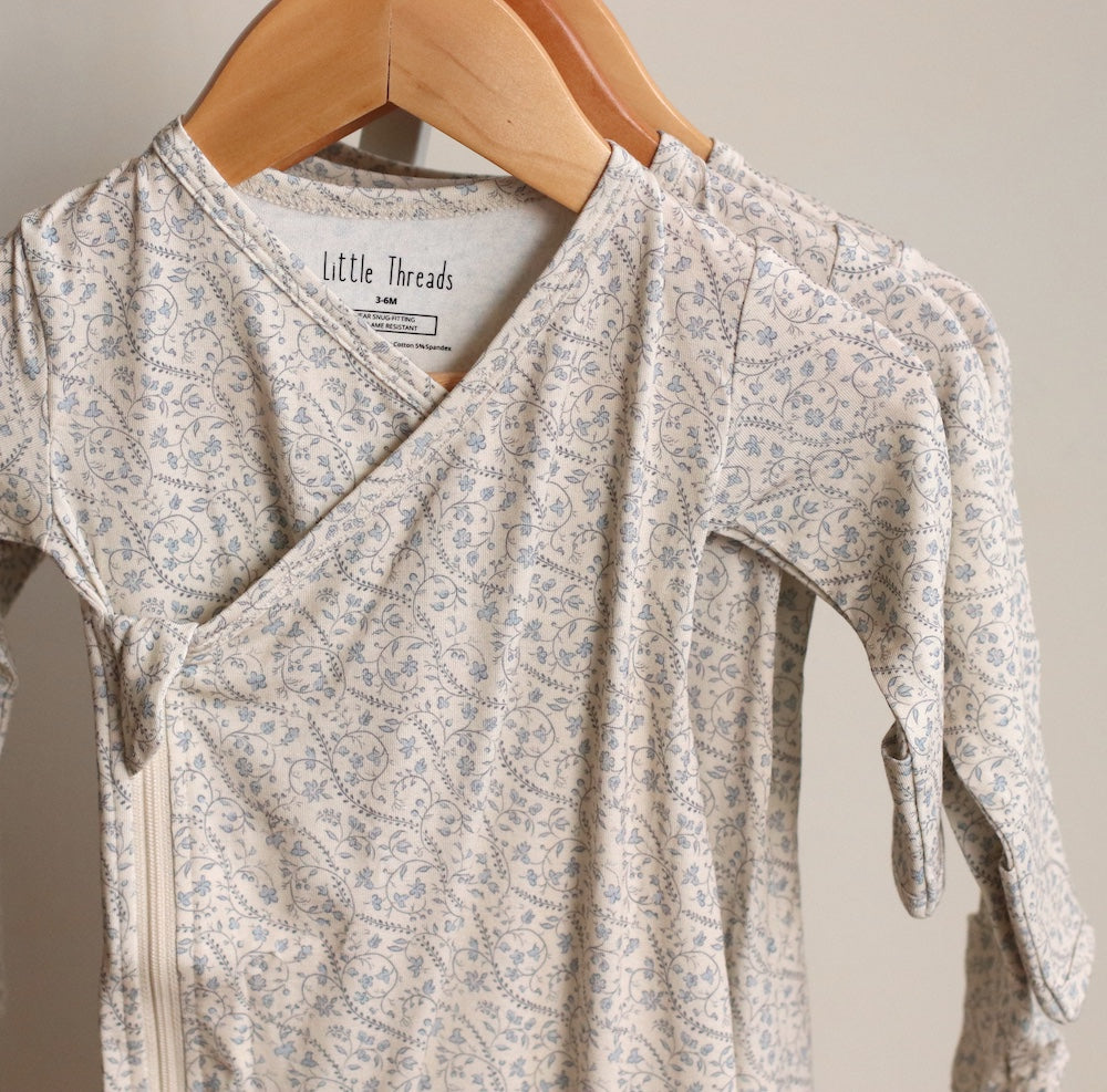 Little Threads | Bluebell Heirloom Vine Bamboo Wrap Footie