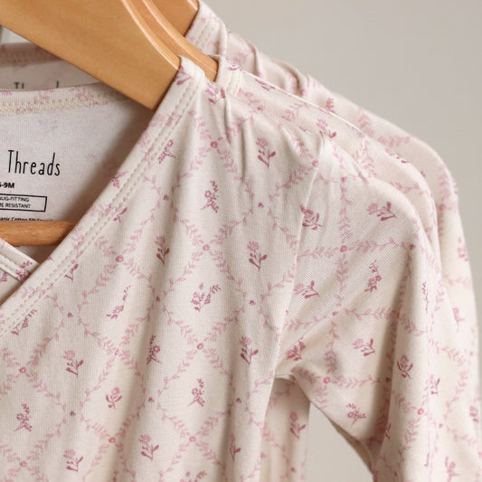 Little Threads | Mauve Lattice Bamboo Wrap Footie