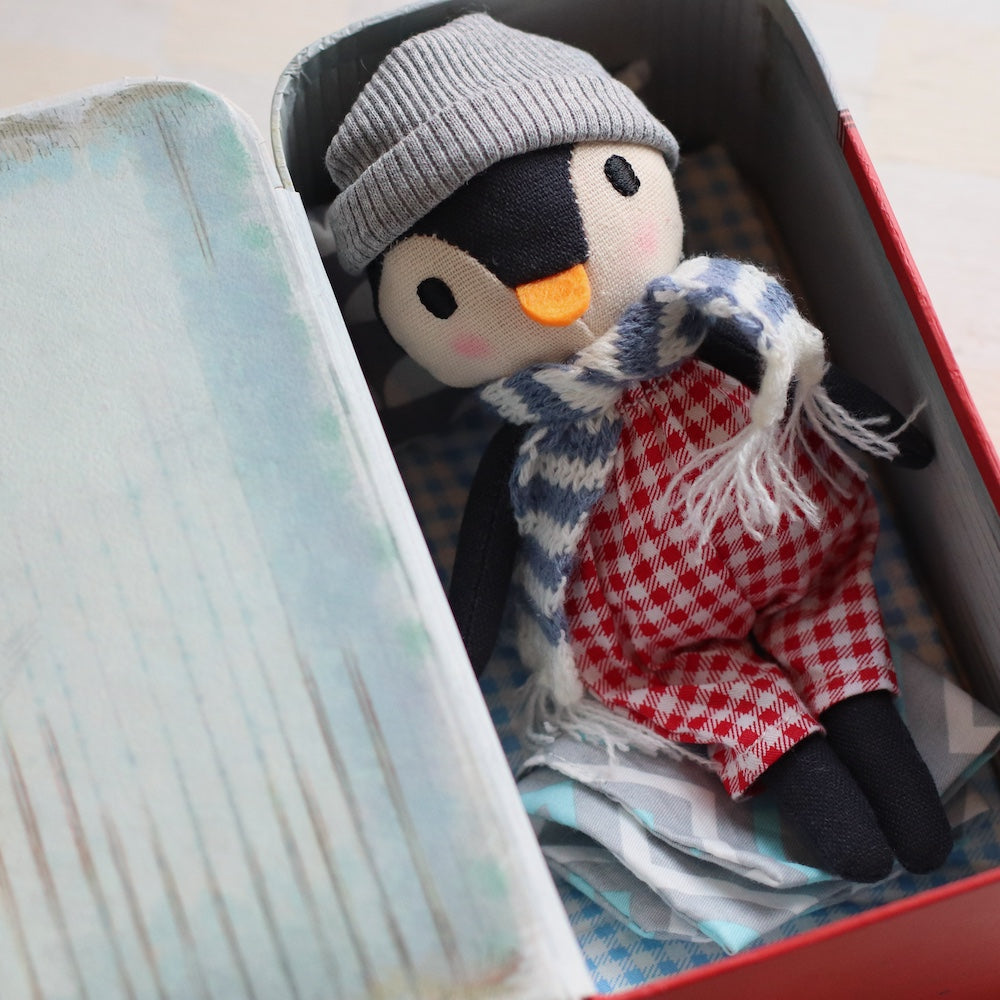 Levlovs | Penguin Boy, Mini Doll in Ice Box
