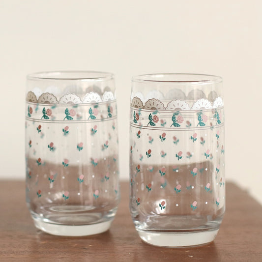 Floral Juice Glasses, Pair