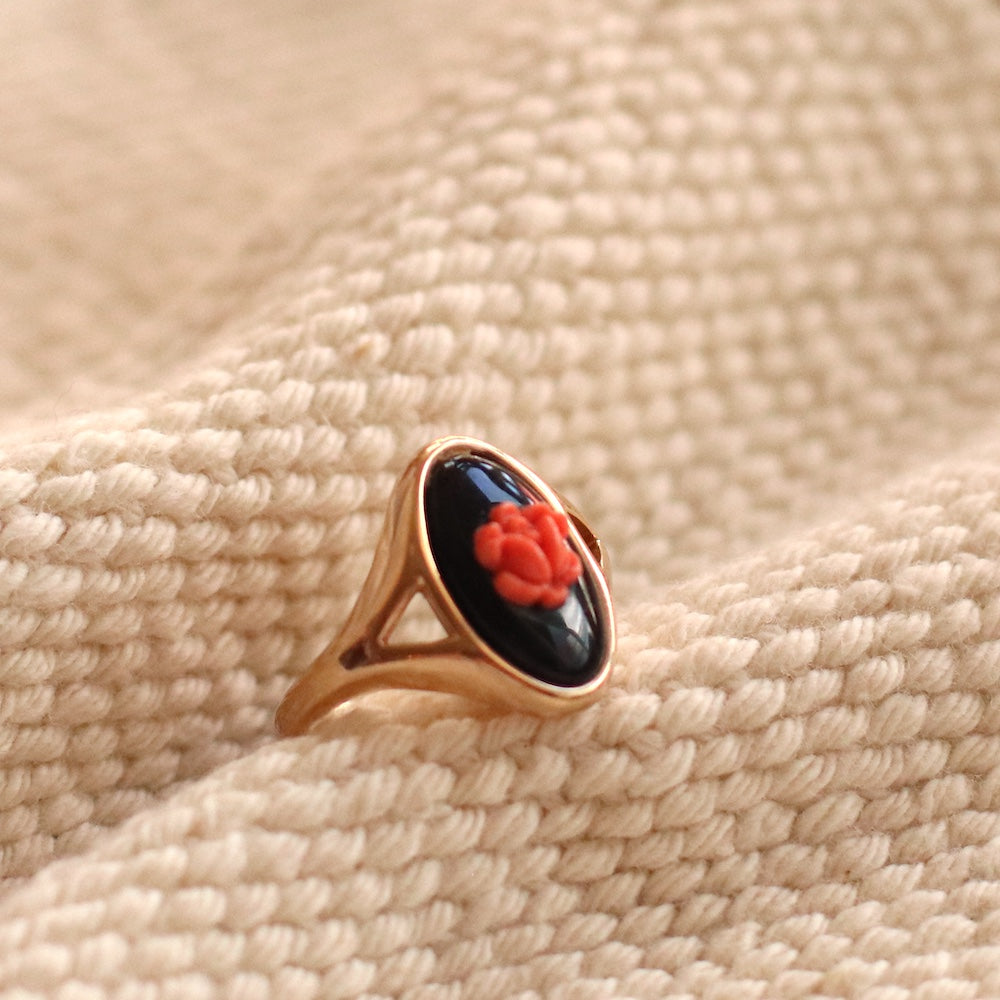 Vintage AVON Pink Flower Cameo Ring