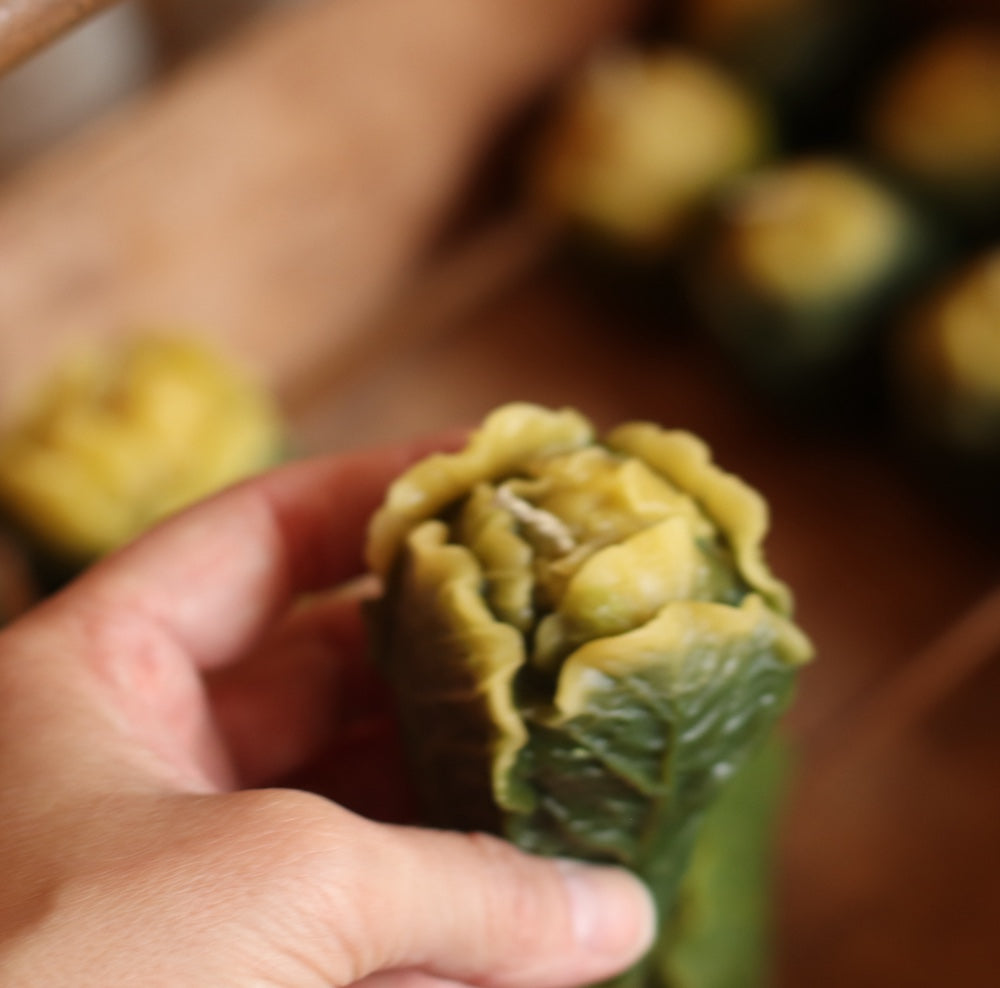 The Wax Pantry  | Mini Romain Lettuce Bees Wax Candle