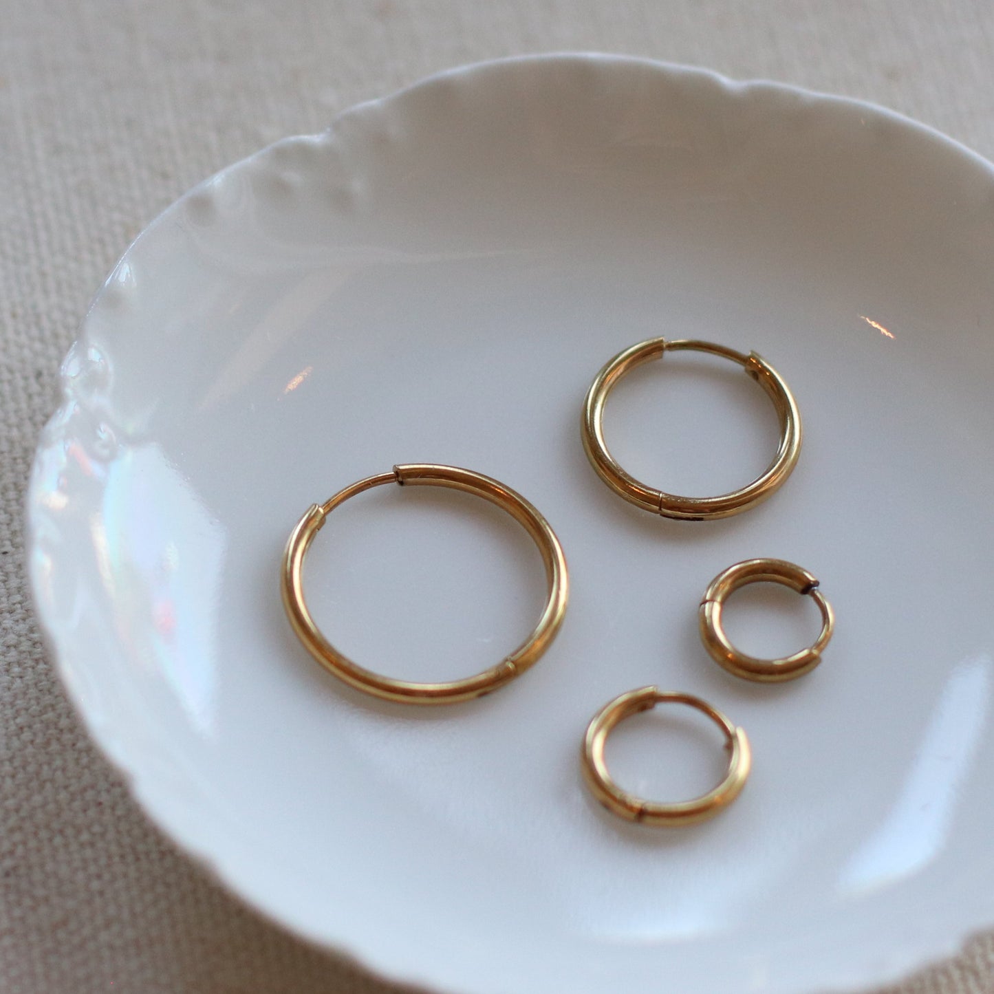 Dune Hoops | Gold Stainless Steel Classic Huggie Hoops, 20, 16, 12, 8 mm - Choose Your Size