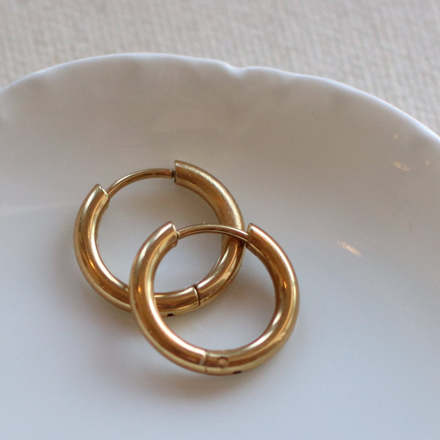 Dune Hoops | Gold Stainless Steel  Huggie Hoop, 16mm