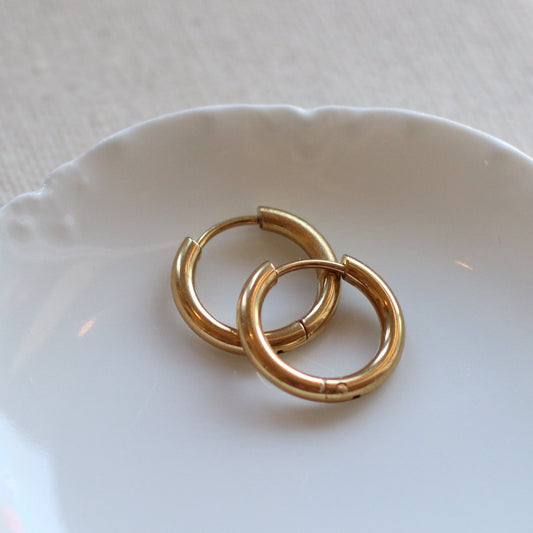 Dune Hoops | Gold Stainless Steel  Huggie Hoop, 16mm