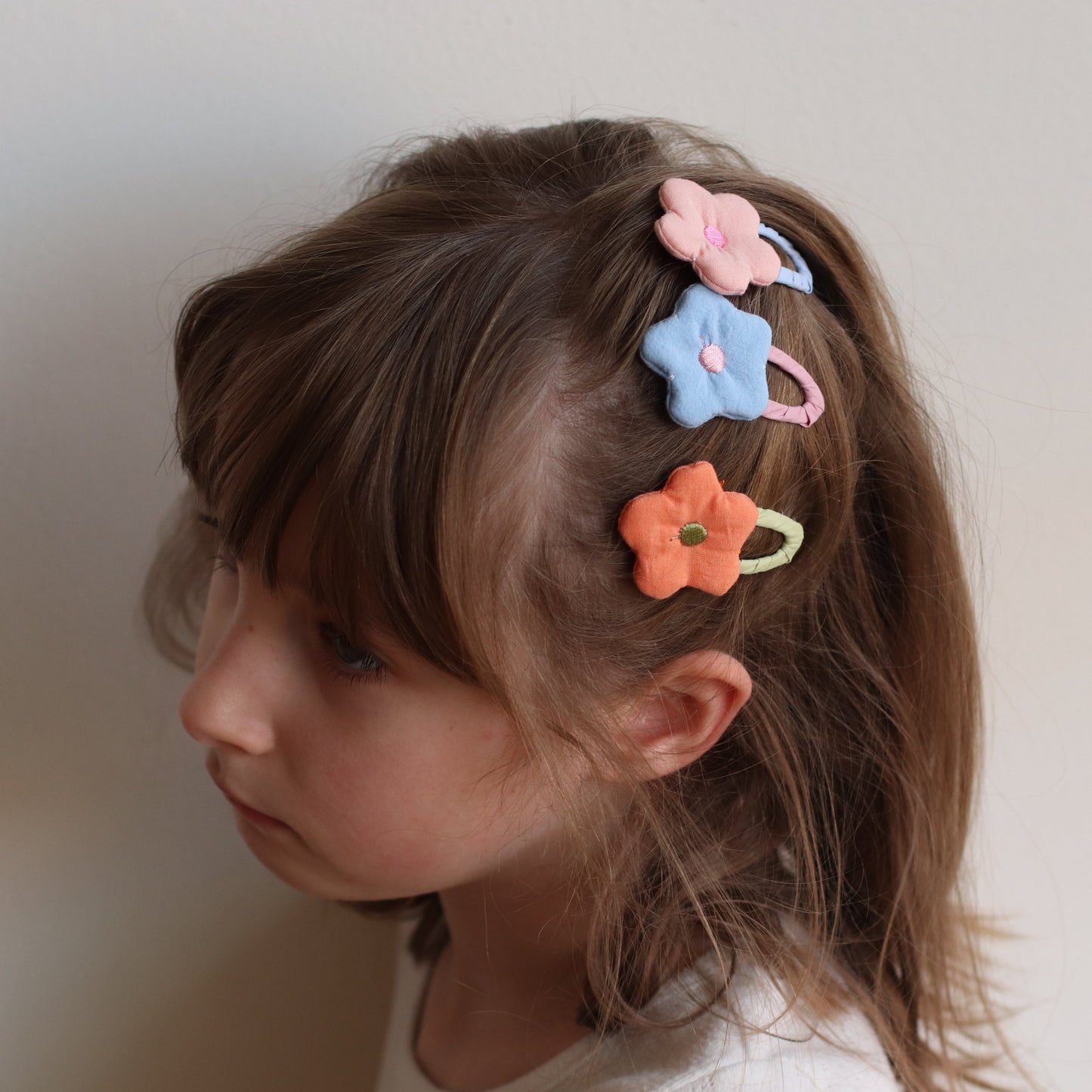 Tangle Shiny Stars | Flower Fabric Snap Hair Clip, Choose your Color