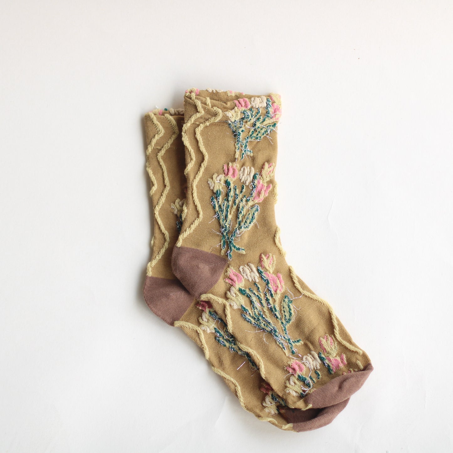 Combed Cotton Women's Floral Socks in Yellow