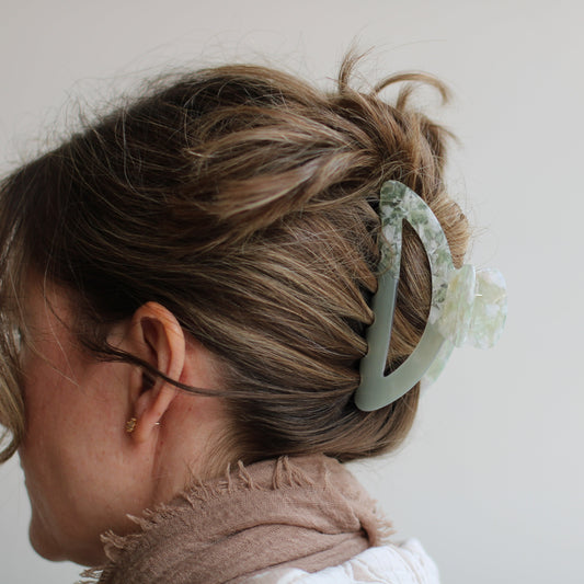 Anarchy | Large Two- Tone Clip in Sage & Marble