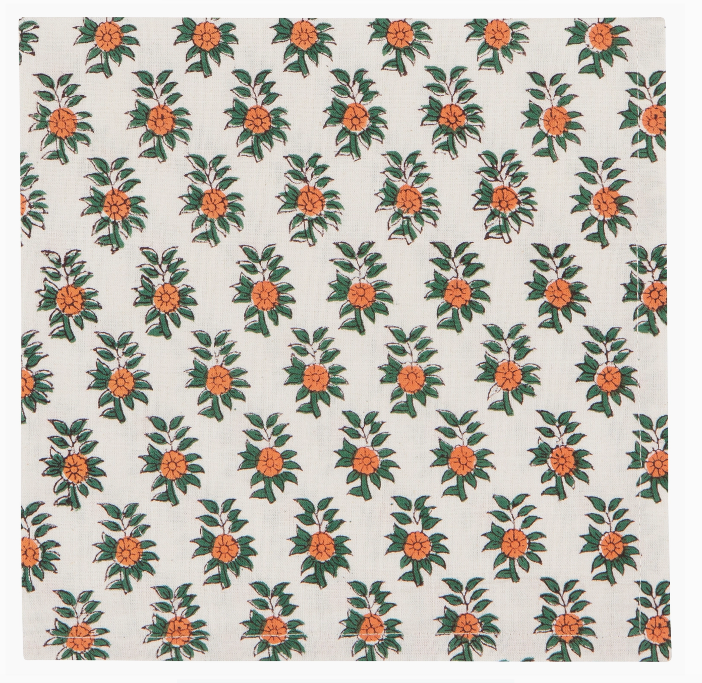 Danica Heirloom | Block Print Napkin, White Background Floral