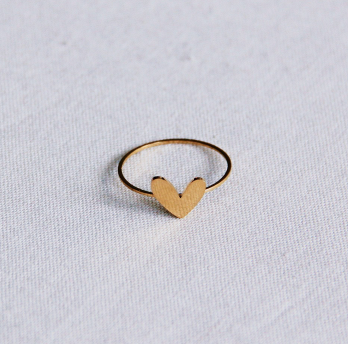 Bazou | Dainty Heart Stacking Ring, Stainless Steel