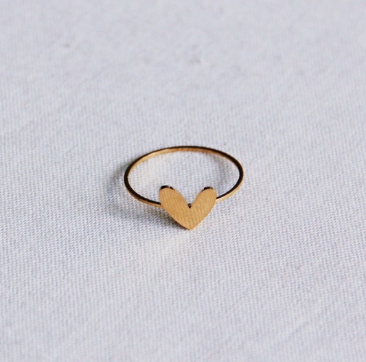 Bazou | Dainty Heart Stacking Ring, Stainless Steel