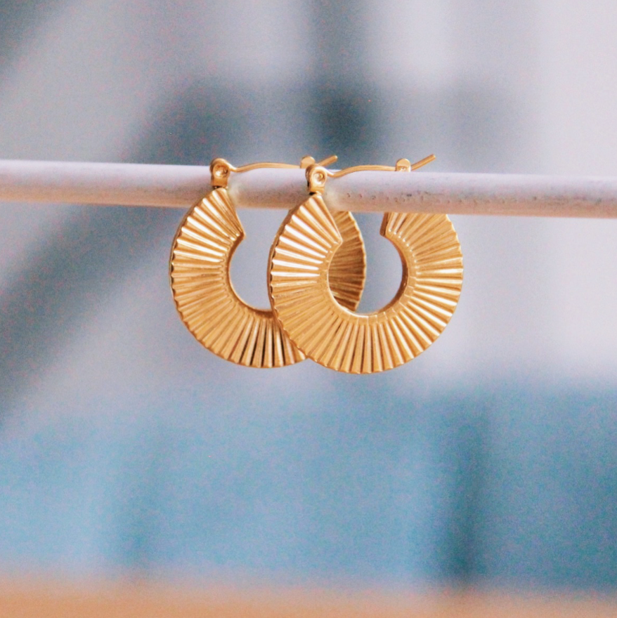 Bazou | Stainless Steel Rippled Hoops