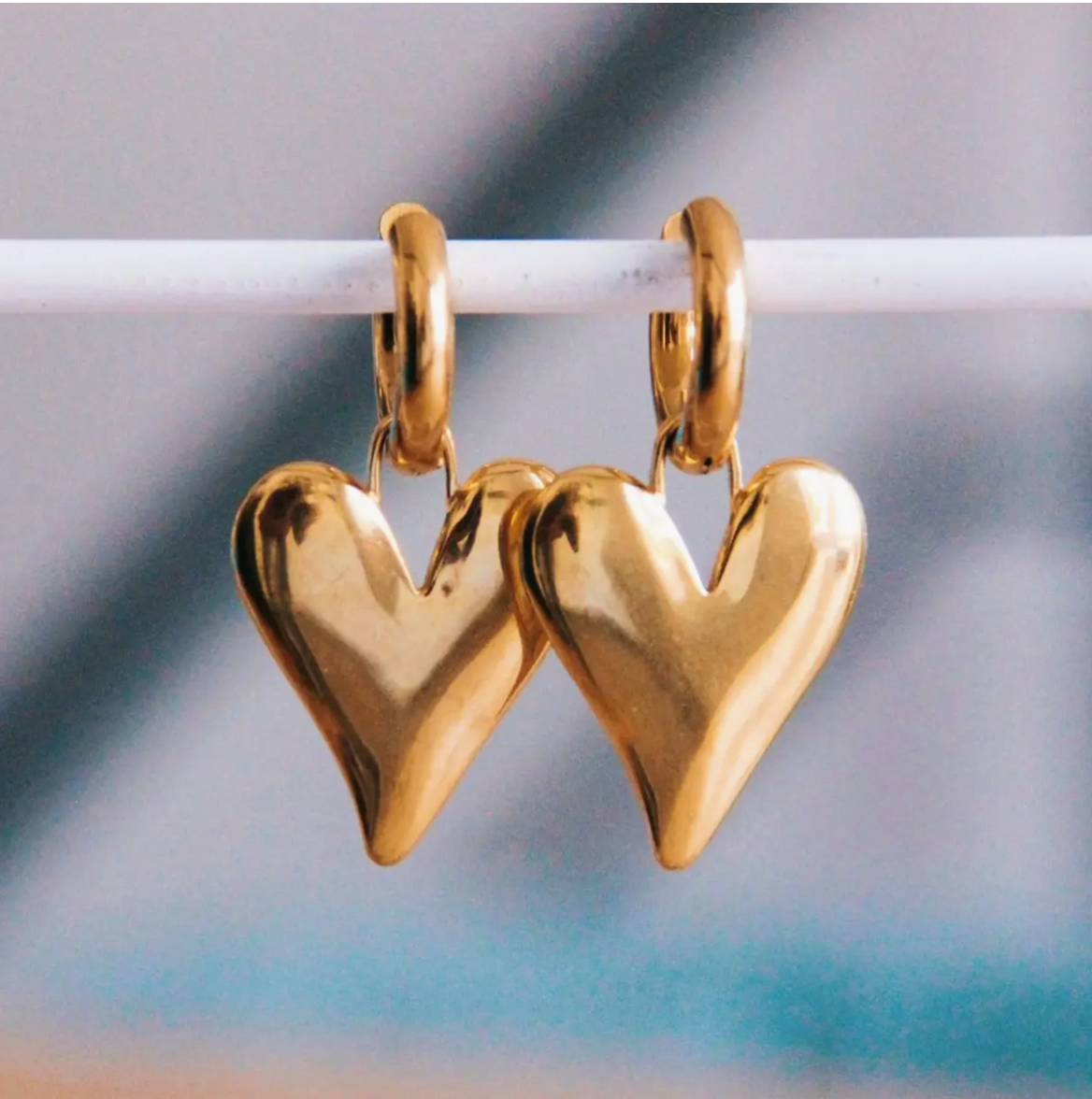 Bazou | Statement Heart Hoops, Stainless Steel