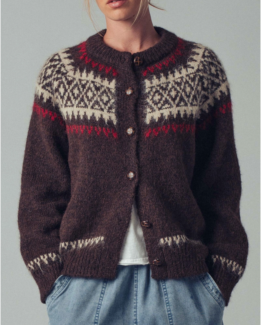 Urban Daizy | Rich Brown Faire Aisle Button Up Cardigan