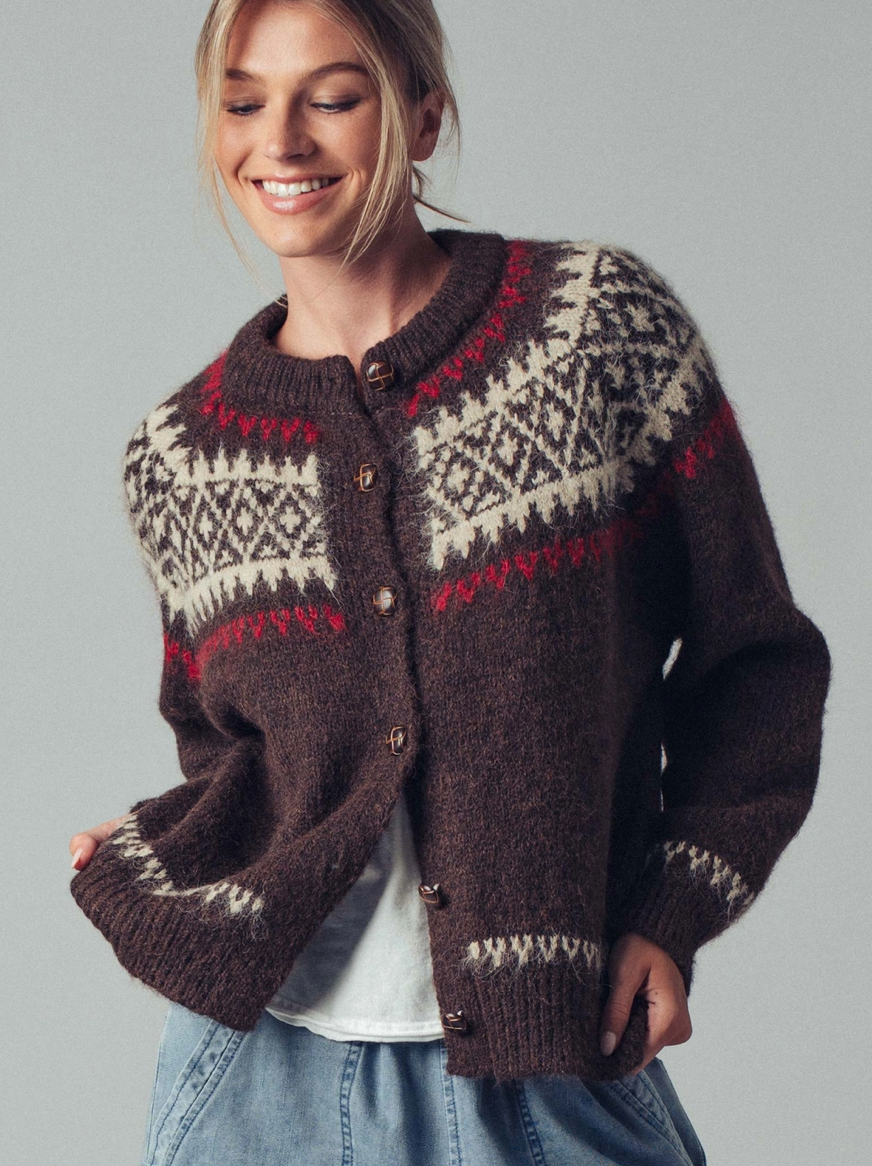Urban Daizy | Rich Brown Faire Aisle Button Up Cardigan