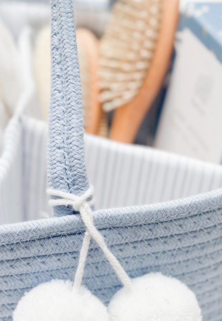 Cotton Rope Diaper Caddy | Baby Blue