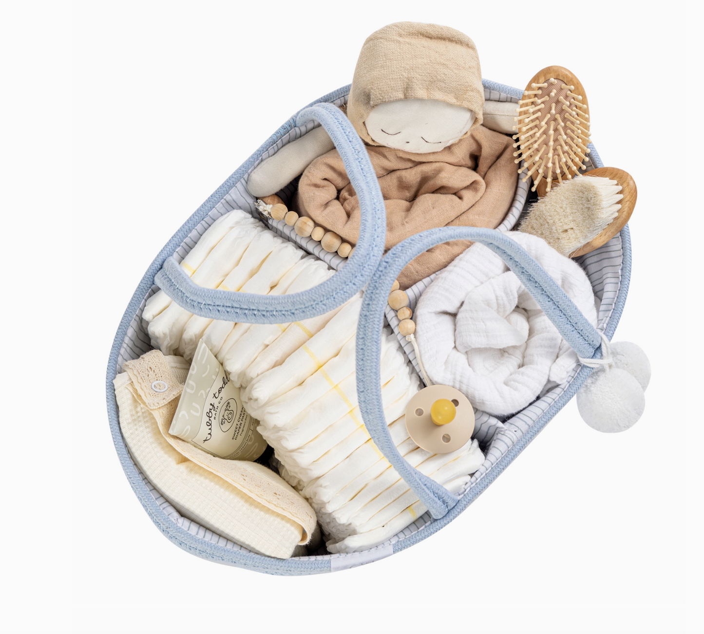 Cotton Rope Diaper Caddy | Baby Blue