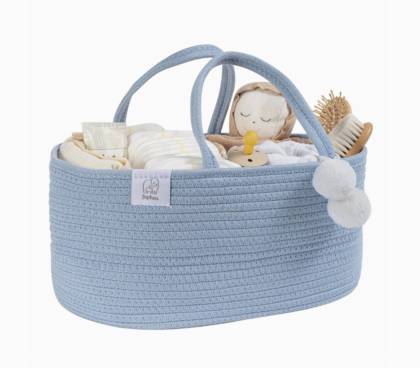 Cotton Rope Diaper Caddy | Baby Blue