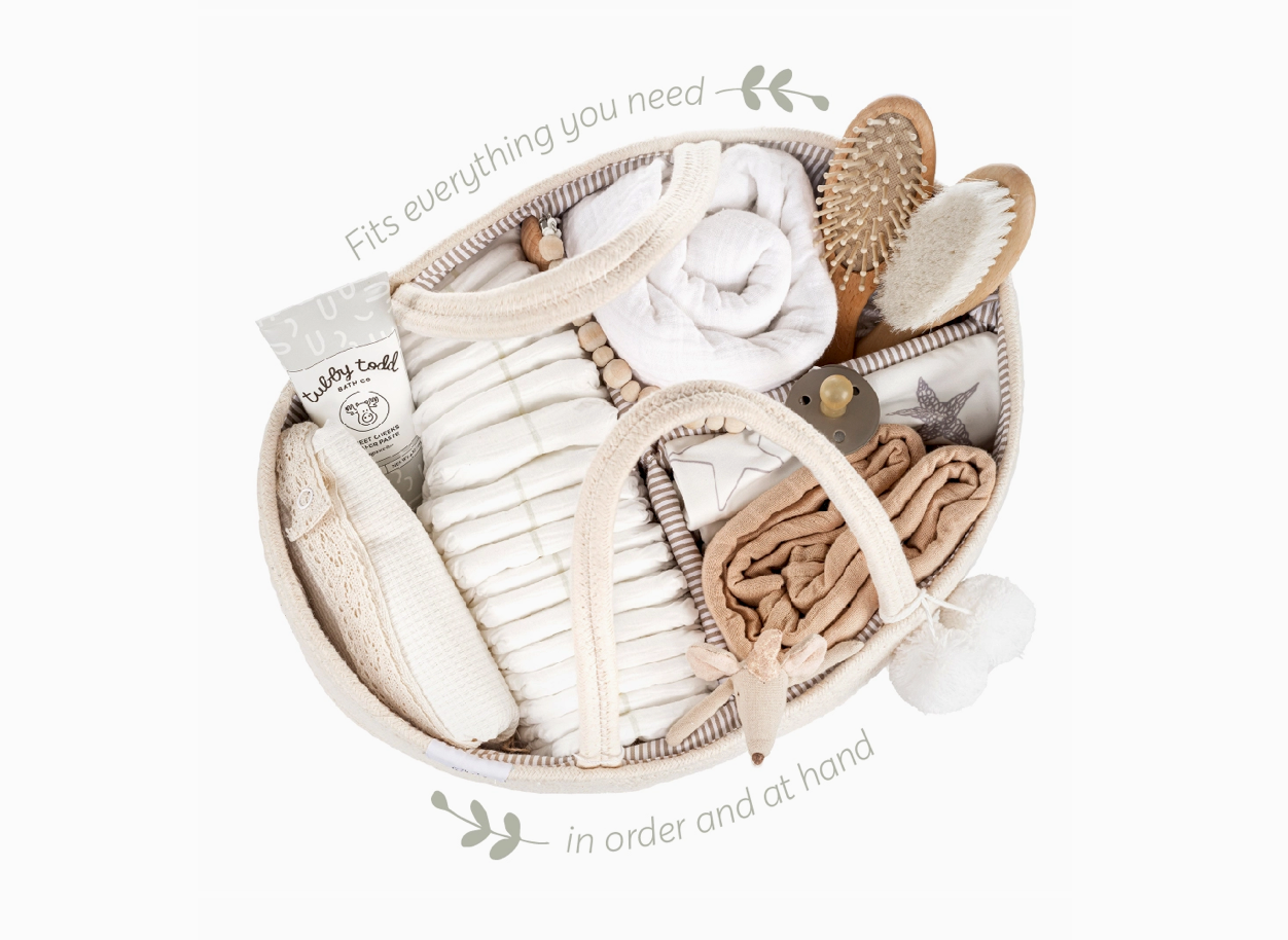 Cotton Rope Diaper Caddy | Neutral