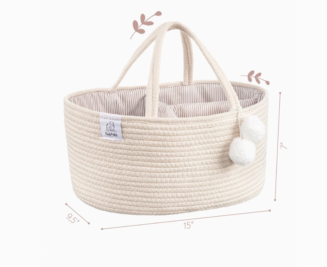 Cotton Rope Diaper Caddy | Neutral